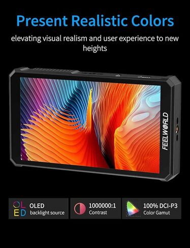 FEELWORLD PS6 5.5" Camera DSLR Field Monitor, 550 nits AMOLED Auto Vertical Horizontal Touchscreen with 3D LUT 4K HDMI in and Out Exposure Focus Assist Waveform Monitor, 148g Lightweight for TikTok in Kuwait