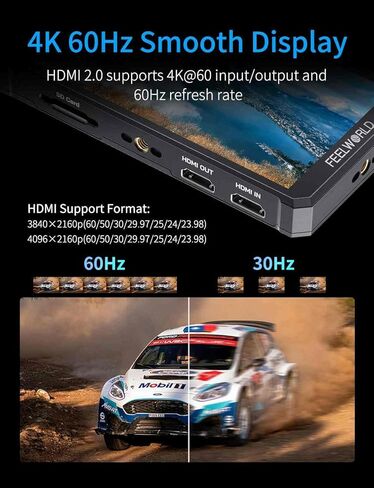 FEELWORLD PS6 5.5" Camera DSLR Field Monitor, 550 nits AMOLED Auto Vertical Horizontal Touchscreen with 3D LUT 4K HDMI in and Out Exposure Focus Assist Waveform Monitor, 148g Lightweight for TikTok in Kuwait