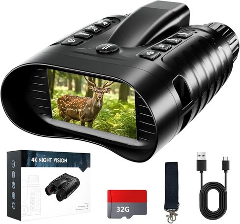 مناظير للرؤية الليلية بدقة 4K مع محدد مدى 350 مترًا، ونظارات الأشعة تحت الحمراء بدقة 36 ميجابكسل للبالغين، وعرض 500 متر في الظلام الدامس، وبطارية 4500 مللي أمبير في الساعة وتكبير 8X للصيد والتخييم والأمن in Kuwait