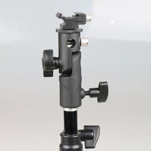 Flash Bracket Umbrella Clamp Adjustable Swivel Flashlight Holder Camera Mount Adapter 1/4 and 3/8 Thread Compatible for Photography Studio Lighting Black in Kuwait