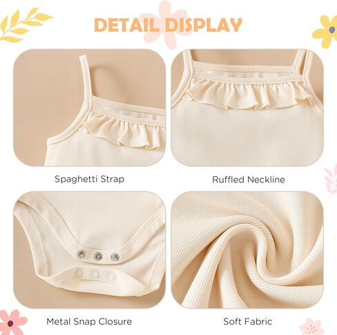 ROMPERINBOX Tank Top Onsies Baby Girl 2 Pack Sleeveless Bodysuit Spaghetti Strap Summer Clothes for Infants 0-24 Months in Saudi Arabia