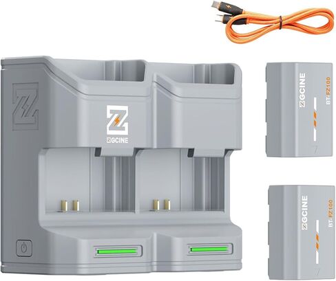 ZGCINE PC2-FZ100 Kit2 حافظة شحن سريعة بفتحتين PD مع 2 بطاريات 2600 مللي أمبير NP-FZ100 لسوني a7R IV/V، a7 III/IV، a7C II، a6600، a6700، ZV-E1، ZV-E10 II - رمادي in Kuwait