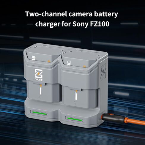 ZGCINE PC2-FZ100 Kit2 حافظة شحن سريعة بفتحتين PD مع 2 بطاريات 2600 مللي أمبير NP-FZ100 لسوني a7R IV/V، a7 III/IV، a7C II، a6600، a6700، ZV-E1، ZV-E10 II - رمادي in Kuwait