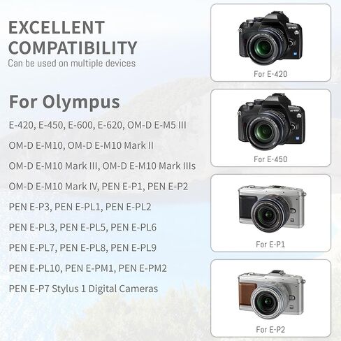 2 حزمة بطارية BLS-5 BLS-50 PS-BLS5 مع شاحن مزدوج سريع متوافق مع Olympus BLS-5 E-PL2، E-PL5، E-PL6، E-PL7، E-PL8، E-PL9، E-PL10، E-PM2، OM-D E-M10، E-M10 Mark II، III، E-M10 IV، Stylus1 ترقية 2200 مللي أمبير في الساعة in Kuwait