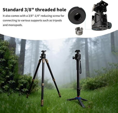 Tripod Ball Head, Low Profile 44mm Heavy Duty Ball Head for Tripod with Arca Swiss & Picatinny, 360° Panoramic Quick Release Plate, 55LBS Load Capacity for Hunting Shooting &DSLR Photography in Saudi Arabia