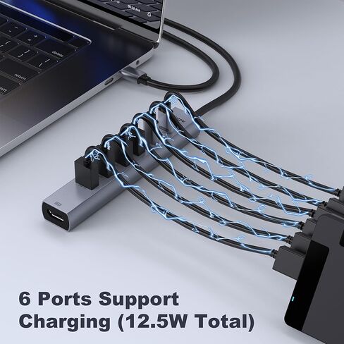 محور USB C، محور USB 3.0 متعدد من النوع C مع 3 منافذ USB A و1 منافذ تاريخ USB C 5 جيجابت في الثانية، منفذ BC 1.2، محور USB C من الألومنيوم لأجهزة الكمبيوتر المحمول والكمبيوتر الشخصي وسطح المكتب (2 قدم/60 سم) in Kuwait