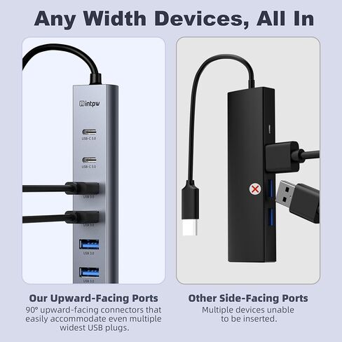 محور USB C، محور USB 3.0 متعدد من النوع C مع 3 منافذ USB A و1 منافذ تاريخ USB C 5 جيجابت في الثانية، منفذ BC 1.2، محور USB C من الألومنيوم لأجهزة الكمبيوتر المحمول والكمبيوتر الشخصي وسطح المكتب (2 قدم/60 سم) in Kuwait