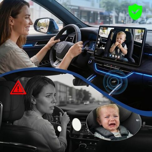 كاميرا سيارة للأطفال 1080 بكسل من Cabin Care مع محول CarPlay لاسلكي لهاتف iPhone فقط، شاشة المقعد الخلفي في الوقت الحقيقي، زاوية واسعة 150 درجة، رؤية ليلية بالأشعة تحت الحمراء، تعمل مع CarPlay السلكية من المصنع (الكلب) in Kuwait