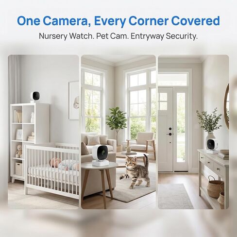 1Pack Wireless 1080P HD Indoor Security Camera with Infrared Night Vision No Drilling Required Secured with 3M Adhesive Monitoring Mobile App Remote Viewing Cloud and TF Card Storage White in Kuwait