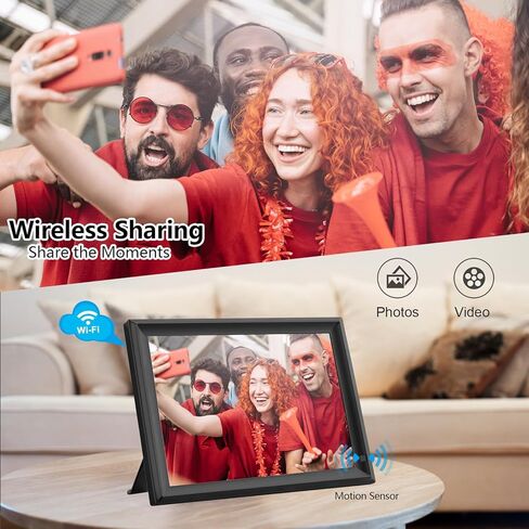 إطار صور رقمي، 32 جيجابايت 2.4/5 جيجا هرتز واي فاي 15.6 بوصة إطار صور رقمي كبير، شاشة لمس عالية الدقة 1920x1080 IPS، بطاقة SD/USB، تدوير تلقائي، مشاركة الصور/مقاطع الفيديو بسهولة عبر التطبيق in Kuwait
