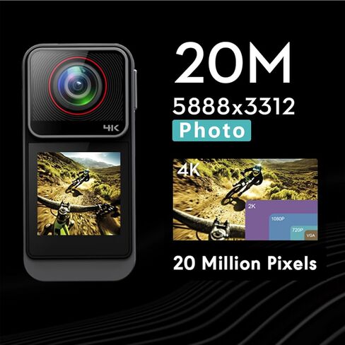 كاميرا تحت الماء بدقة 4K UHD بدقة 20 ميجابكسل، عدسة بزاوية عريضة 140 بدون تشويه وفتحة f/2.0، و6 محاور EIS 30M، وملحقات مغناطيسية، والغوص، والغطس، وركوب الأمواج in Kuwait