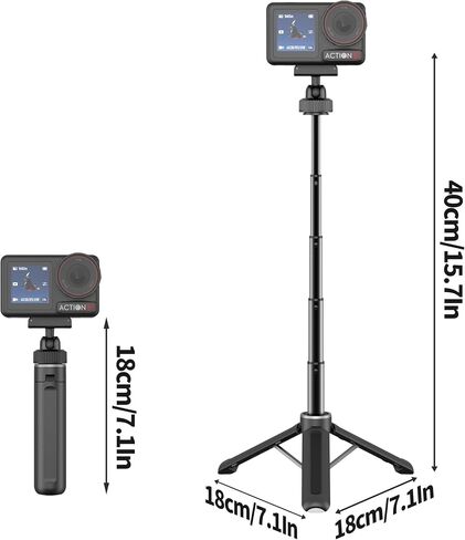 حامل ثلاثي AGVEE لـ DJI Osmo Action 3/4/5 Pro، Osmo 360، ملحقات تركيب مغناطيسية سريعة الفك، أرجل من النايلون المقوى بالألياف الزجاجية، قضيب تمديد عصا سيلفي للسفر على سطح المكتب، أسود in Kuwait