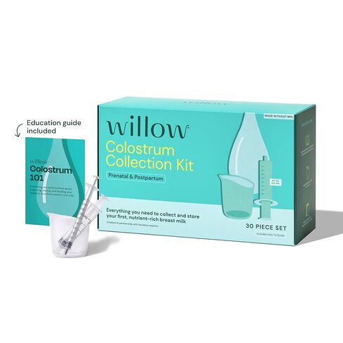 Willow - Colostrum Collection Kit - Colostrum Collector - Collection Cup, 20 Syringes, Lables & Storage Case - Breastfeeding Essentials - Hospital Bag Essentials in Kuwait