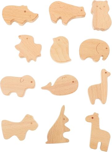 12pcs Cute Animal Wooden Drawer Pulls Natural Wood Cabinet Knobs for Nursery Dresser Stylish Hardware with Screws for Boy Girl Room Decor Easy Installation Multipurpose Design in Kuwait