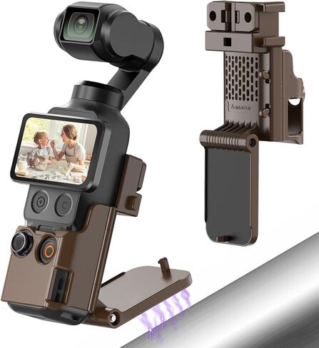 حامل تثبيت مغناطيسي AMAZEAR متوافق مع DJI Osmo Pocket 4/3/Xtra Muse، Pocket4 ملحقات محول مشبك مغناطيسي حامل على سطح المكتب/السطح الرأسي، مقبض قابل للتعديل 180 درجة، وردي فاتح in Kuwait