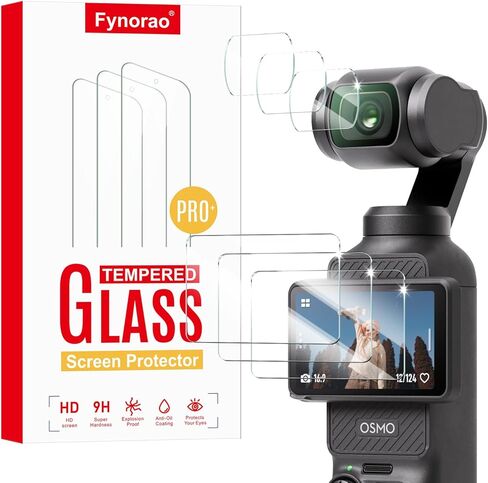 3+3-Pack Screen Protector & Lens Protector for DJI Osmo Pocket 3 Camera, Tempered Glass Film, Impact-Protection, HD, Anti-Shatter, Anti-Scratch, 9H Hardness, 2.5D Curved Edges, Case Friendly, Bubble Free in Kuwait