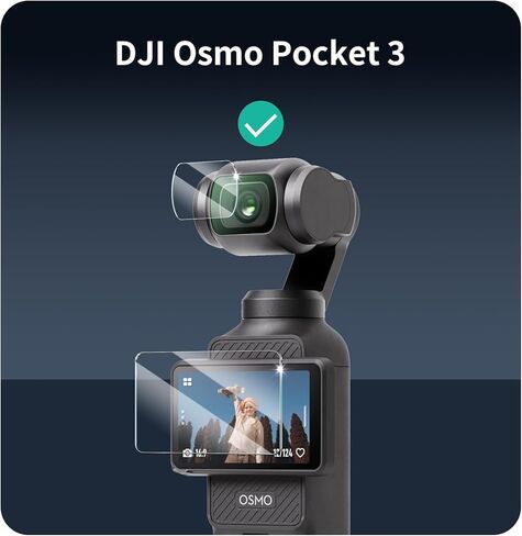 3+3-Pack Screen Protector & Lens Protector for DJI Osmo Pocket 3 Camera, Tempered Glass Film, Impact-Protection, HD, Anti-Shatter, Anti-Scratch, 9H Hardness, 2.5D Curved Edges, Case Friendly, Bubble Free in Kuwait