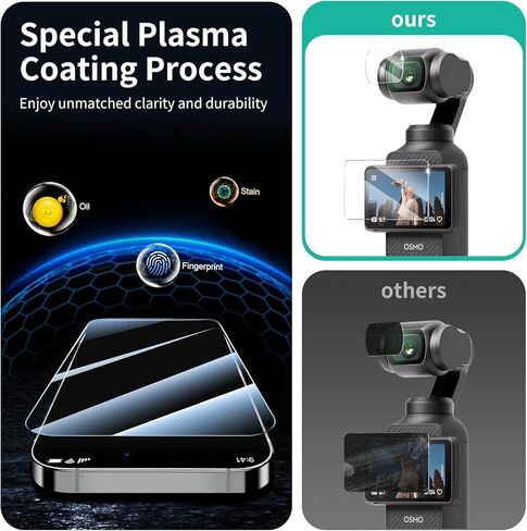 3+3-Pack Screen Protector & Lens Protector for DJI Osmo Pocket 3 Camera, Tempered Glass Film, Impact-Protection, HD, Anti-Shatter, Anti-Scratch, 9H Hardness, 2.5D Curved Edges, Case Friendly, Bubble Free in Kuwait