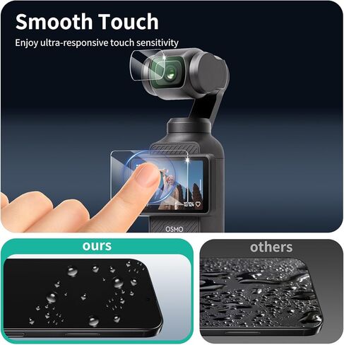 3+3-Pack Screen Protector & Lens Protector for DJI Osmo Pocket 3 Camera, Tempered Glass Film, Impact-Protection, HD, Anti-Shatter, Anti-Scratch, 9H Hardness, 2.5D Curved Edges, Case Friendly, Bubble Free in Kuwait