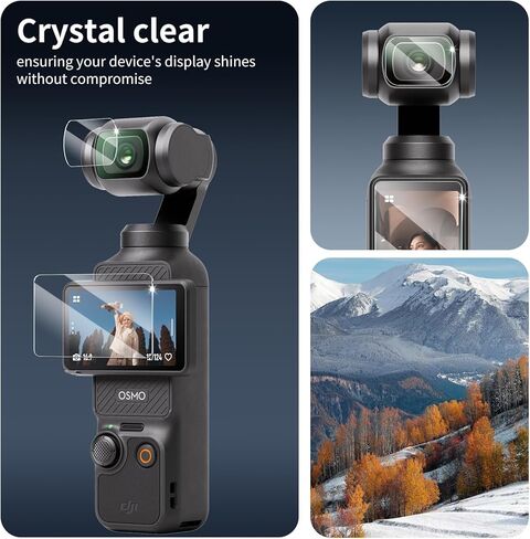 3+3-Pack Screen Protector & Lens Protector for DJI Osmo Pocket 3 Camera, Tempered Glass Film, Impact-Protection, HD, Anti-Shatter, Anti-Scratch, 9H Hardness, 2.5D Curved Edges, Case Friendly, Bubble Free in Kuwait