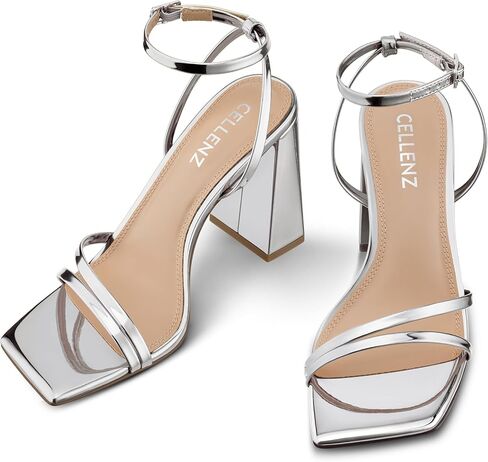 CELLENZ Women Chunky High Heels: 3.5 Inch Strappy Chunky Heels, Fashion for Wedding Party and Evening Occasions in Saudi Arabia
