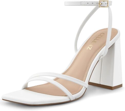 CELLENZ Women Chunky High Heels: 3.5 Inch Strappy Chunky Heels, Fashion for Wedding Party and Evening Occasions in Kuwait