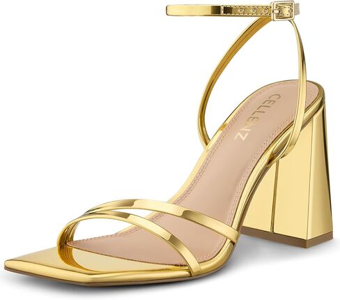 CELLENZ Women Chunky High Heels: 3.5 Inch Strappy Chunky Heels, Fashion for Wedding Party and Evening Occasions in Saudi Arabia
