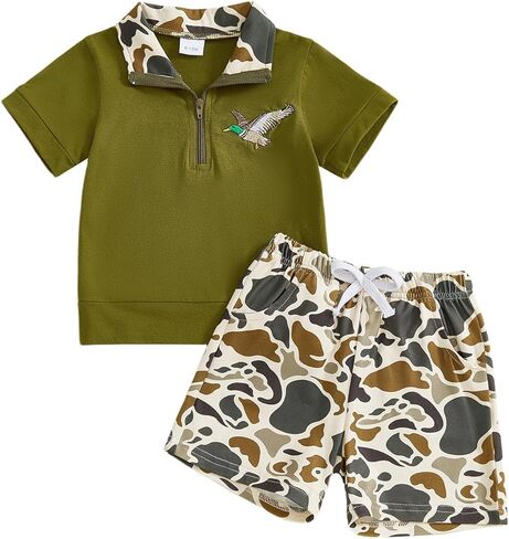 Toddler Baby Boy Summer Outfits Camo Print Short Sleeves T-Shirt+Elastic Camouflage Shorts Set Hunting Clothes in Saudi Arabia