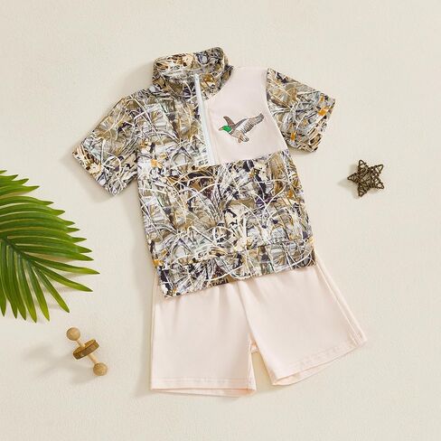 Toddler Baby Boy Summer Outfits Camo Print Short Sleeves T-Shirt+Elastic Camouflage Shorts Set Hunting Clothes in Saudi Arabia