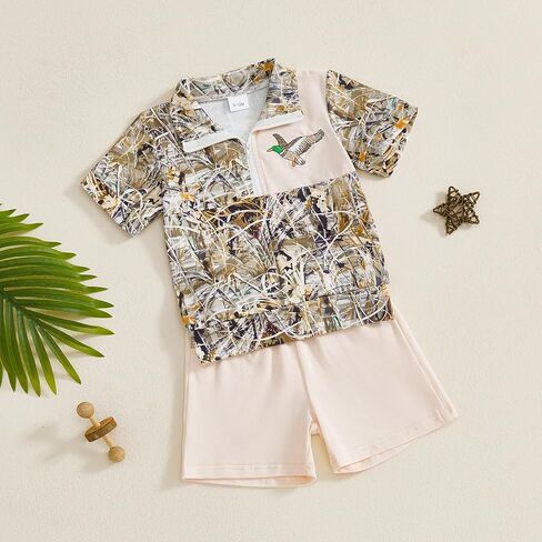 Toddler Baby Boy Summer Outfits Camo Print Short Sleeves T-Shirt+Elastic Camouflage Shorts Set Hunting Clothes in Saudi Arabia