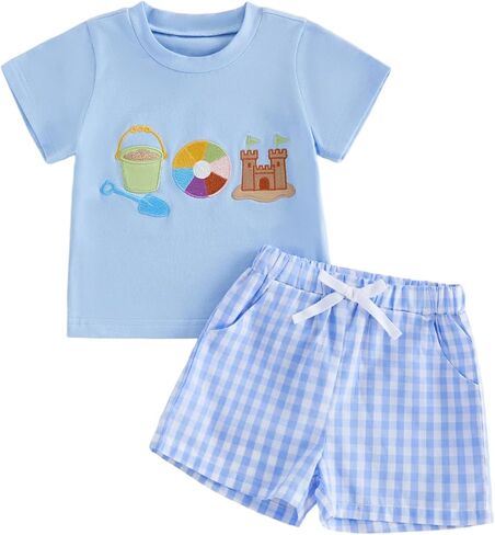 Meiweileya 6 12 18 Months Toddler Baby Boy Summer Outfit Short Sleeve T-Shirt Tee Tops Sea Animals 2T 3T 4T Beach 2Pcs Sets in Saudi Arabia