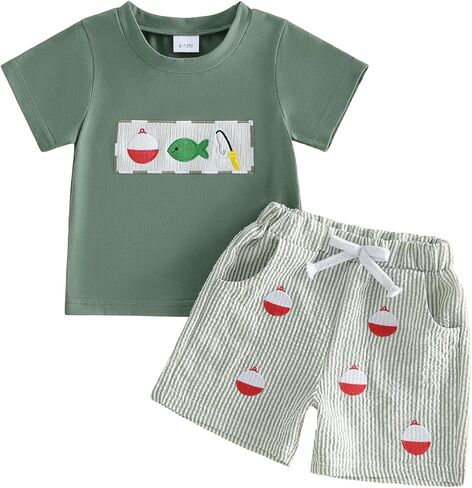 Meiweileya 6 12 18 Months Toddler Baby Boy Summer Outfit Short Sleeve T-Shirt Tee Tops Sea Animals 2T 3T 4T Beach 2Pcs Sets in Saudi Arabia