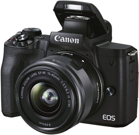 كاميرا Canon EOS M50 Mark II بدون مرآة مع عدسة 15-45 ملم (أسود) | 24.1 ميجابكسل APS-C، Dual Pixel CMOS AF، فيديو 4K وشاشة لمس متغيرة الزاوية | لمدونات الفيديو والمحتوى (4728C006) + محول EF-EOS R + المزيد in Kuwait