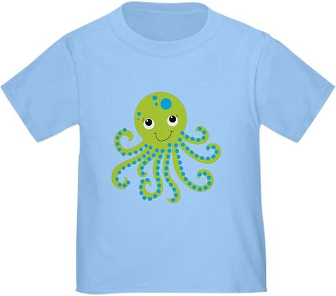 تي شيرت CafePress Green Octopus للأطفال الصغار برسومات لطيفة للأطفال الصغار، 100% قطن in Kuwait