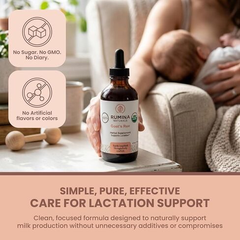 Goats Rue Lactation Supplement – Certified Organic Herbal Breastfeeding Supplements for Legendary Milk Supply Increase - Naturally Boost Your Breast Milk Supply/ Production - Fenugreek Capsules Free in Kuwait