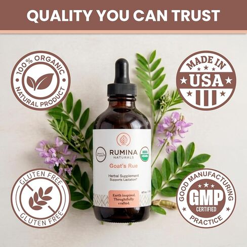 Goats Rue Lactation Supplement – Certified Organic Herbal Breastfeeding Supplements for Legendary Milk Supply Increase - Naturally Boost Your Breast Milk Supply/ Production - Fenugreek Capsules Free in Kuwait