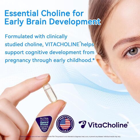 مكمل VitaCholine® السائل الكولين 500 ملغ، تركيبة ما قبل الولادة لدعم نمو دماغ الطفل أثناء الحمل والرضاعة الطبيعية، كمية تكفي 60 يومًا* in Kuwait