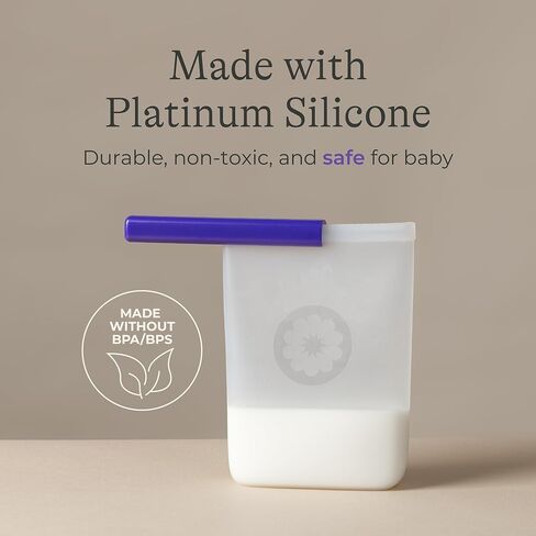 Lansinoh Silicone Breastmilk Storage Bags, Reusable Leakproof Milk Storage Bags with Double Seal, Dishwasher & Sterilizer Safe, 8 oz, 5-Count, BPA Free Breastfeeding Essentials in Kuwait