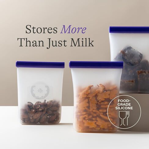 Lansinoh Silicone Breastmilk Storage Bags, Reusable Leakproof Milk Storage Bags with Double Seal, Dishwasher & Sterilizer Safe, 8 oz, 5-Count, BPA Free Breastfeeding Essentials in Kuwait