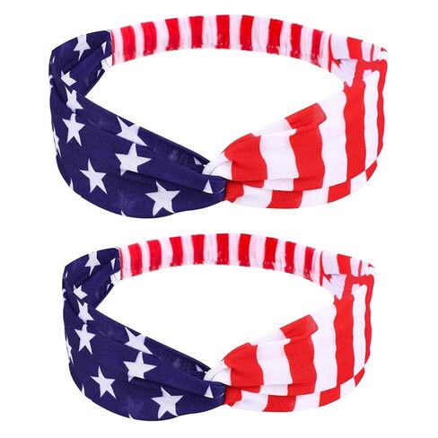 4th Of July Baby Headbands, 2PCS Red White Blue Mommy and Baby Headbands, American Flag Print Mother Daughter Matching Elastic Nylon Hairbands for Toddler Baby Girls Women in Kuwait
