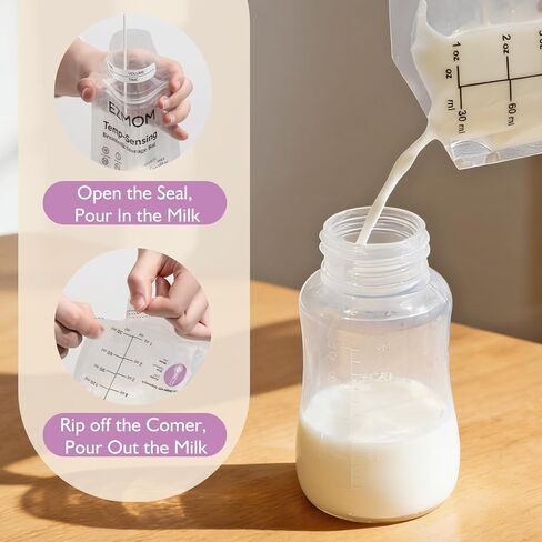 Breastmilk Storage Bags, 120pcs Disposable Breast Milk Storage Bag, Temp-Sensing Discoloration Storing Bags for Baby Bottle Feeding, 6 Ounce Leak-Proof Freezer Storage, Baby Essentials in Kuwait
