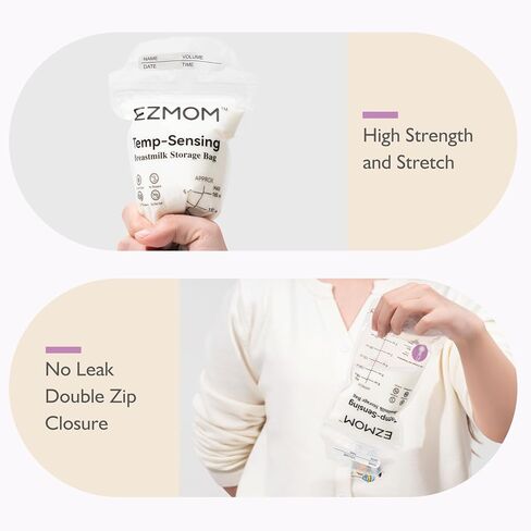 Breastmilk Storage Bags, 120pcs Disposable Breast Milk Storage Bag, Temp-Sensing Discoloration Storing Bags for Baby Bottle Feeding, 6 Ounce Leak-Proof Freezer Storage, Baby Essentials in Kuwait