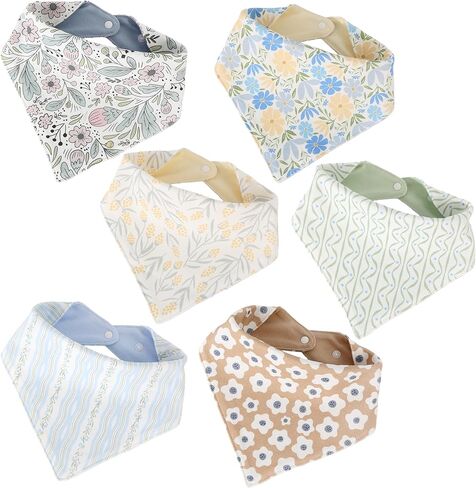 JUVA Baby Bandana Drool Bibs 6-Pack, 100% Organic Cotton, Ultra Absorbent & Reversible Teething Bibs for Infant Boys Girls in Kuwait