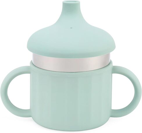 Lulyboo Stainless Steel Sippy Cup | Leakproof Toddler Cup with Handles, Spill-Resistant Lid & Straw | BPA-Free, Double-Wall Insulated for Warm & Cold Drinks (Sage) in Kuwait