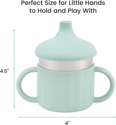 Lulyboo Stainless Steel Sippy Cup | Leakproof Toddler Cup with Handles, Spill-Resistant Lid & Straw | BPA-Free, Double-Wall Insulated for Warm & Cold Drinks (Sage) in Kuwait
