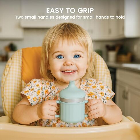 Lulyboo Stainless Steel Sippy Cup | Leakproof Toddler Cup with Handles, Spill-Resistant Lid & Straw | BPA-Free, Double-Wall Insulated for Warm & Cold Drinks (Sage) in Kuwait