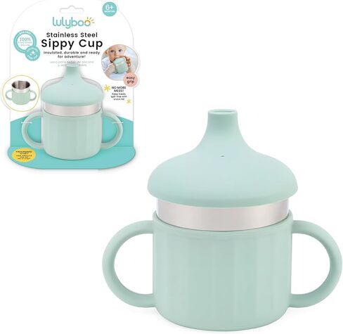 Lulyboo Stainless Steel Sippy Cup | Leakproof Toddler Cup with Handles, Spill-Resistant Lid & Straw | BPA-Free, Double-Wall Insulated for Warm & Cold Drinks (Sage) in Kuwait