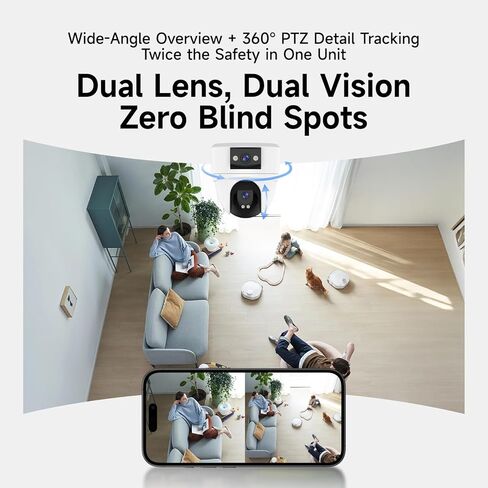VSTARCAM 6MP Dual Lens Indoor Security Camera Wireless, 2.4G/5G WiFi Dual-Band with 360° PTZ & AI Auto Tracking, Color Night Vision, Two-Way Audio, Baby Monitor Pet Camera for 24/7 Home Security in Saudi Arabia