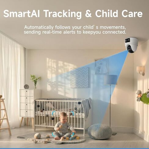 VSTARCAM 6MP Dual Lens Indoor Security Camera Wireless, 2.4G/5G WiFi Dual-Band with 360° PTZ & AI Auto Tracking, Color Night Vision, Two-Way Audio, Baby Monitor Pet Camera for 24/7 Home Security in Saudi Arabia