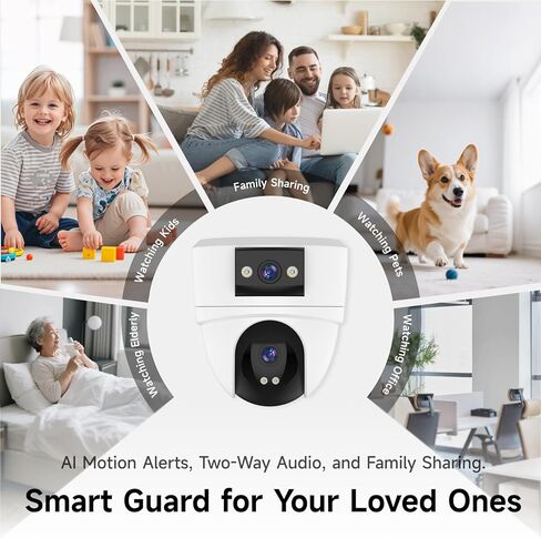 كاميرا مراقبة داخلية VSTARCAM 6MP بعدسة مزدوجة لاسلكية، 2.4G/5G WiFi ثنائي النطاق مع تتبع تلقائي PTZ وAI بزاوية 360 درجة، رؤية ليلية ملونة، صوت ثنائي الاتجاه، كاميرا مراقبة للأطفال للحيوانات الأليفة لأمن المنزل على مدار الساعة طوال أيام الأسبوع in Kuwait